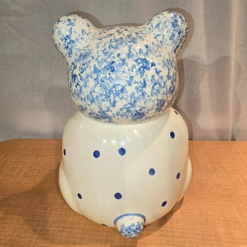 Vintage Weiss Sponge-ware Bear Cookie Jar Heart Made in‎ Brazil Hand Painted